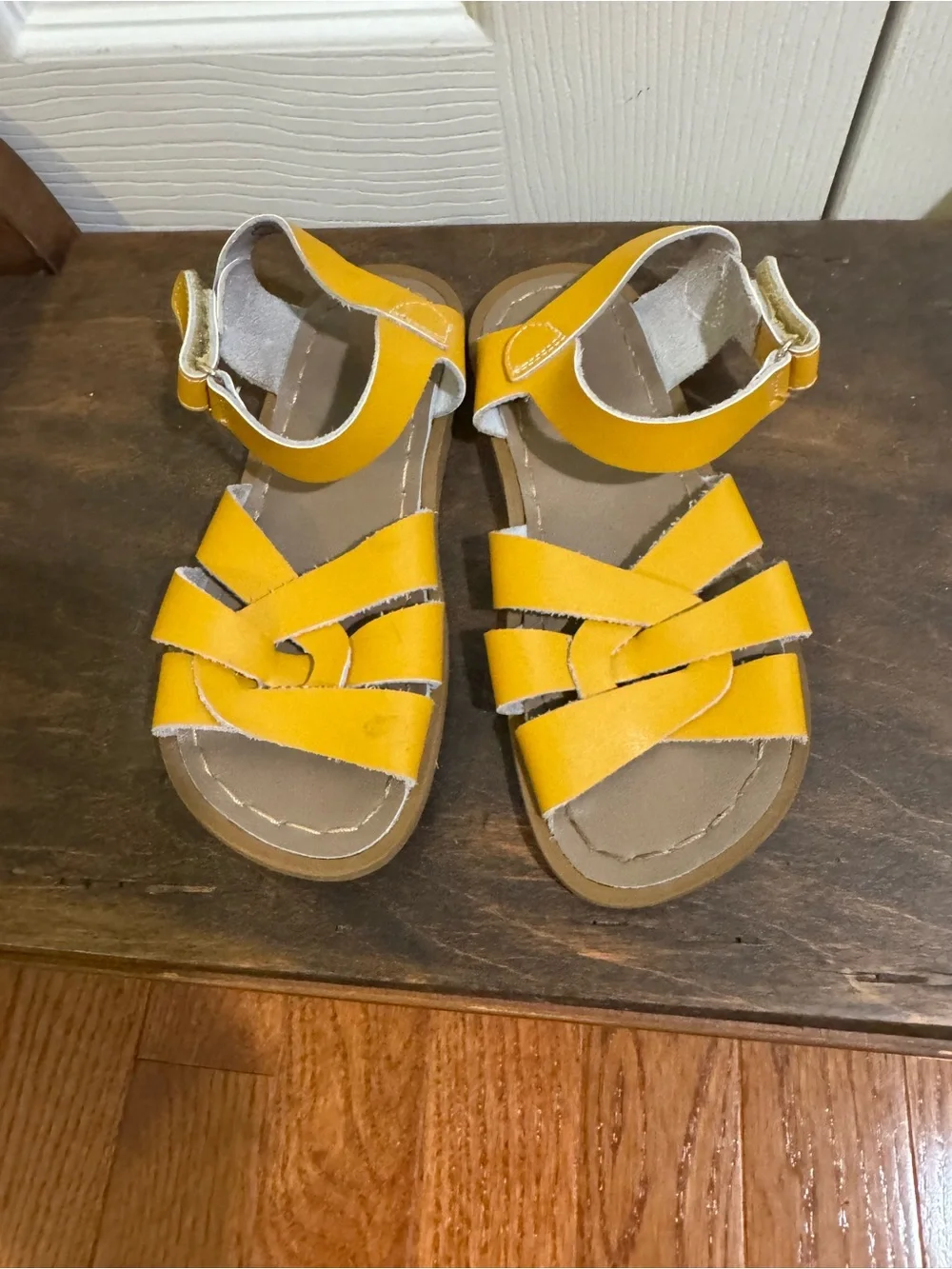 Kids Salt Water Original Yellow Leather Sandals